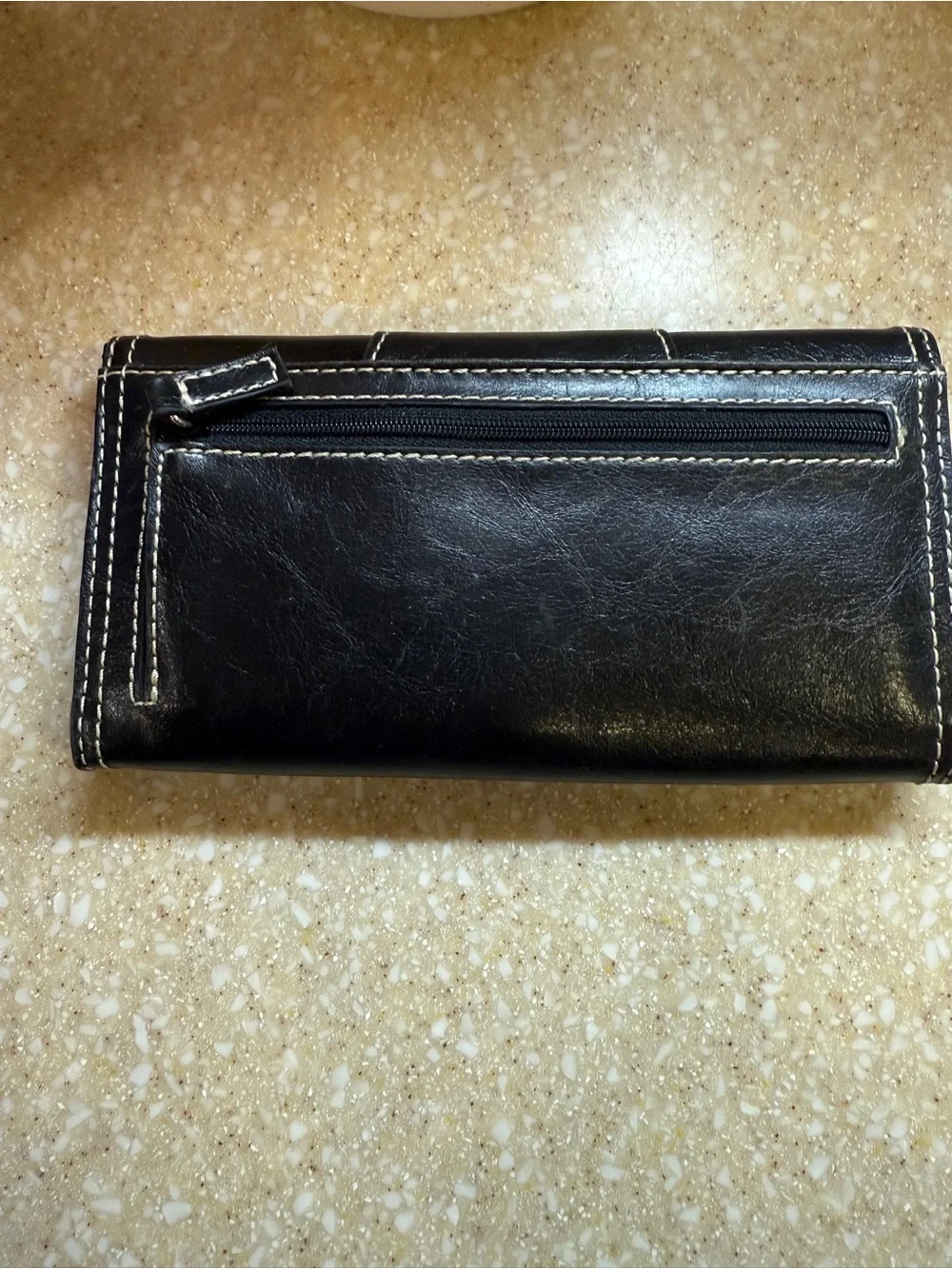 Nine West Black Leather Wallet with Contrast Stitching Women’s Long Billfold